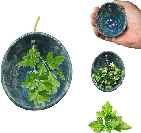 Pottery Herb Stripper Bowl – 4-Slot Herb Stripper for Kale, Herbs & Broccoli | Dishwasher-Safe, Ergonomic Design | Fast Leaf Removal, Space-Saving for Kitchens & RVs(Blue) in Kuwait