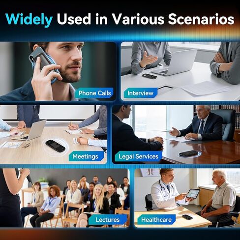 AI Voice Recorder, Digital Voice Recorder with Transcription & Summarize & Translation, 80GB Voice to Text Meeting Recorder and Transcriber, Support 134 Languages, AI Recorder Device for Lectures in Kuwait