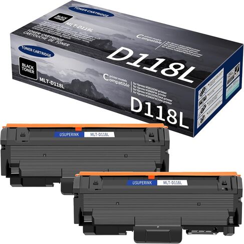 High-yield Compatible Toner Cartridge Replacement for Samsung MLT-D118L MLTD118L to use with Xpress M3015DW M3065FW Printer (Black, 2-Pack) in Kuwait