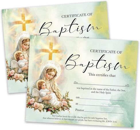 Certificate of Membership for Church, Blue Christian Religious Membership Certificate of Recognition, Baptism Certificates with Christening, Deacon Ordination Certificate, 25 Pcs (08) in Saudi Arabia