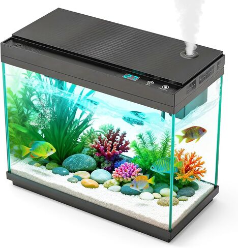 All-in-One Smart Aquarium Fish Tank with Silent Water Pump, Essential Oil Diffuser, Humidifier & 7-Color LED Lights for Home, Office, or Decor in Kuwait