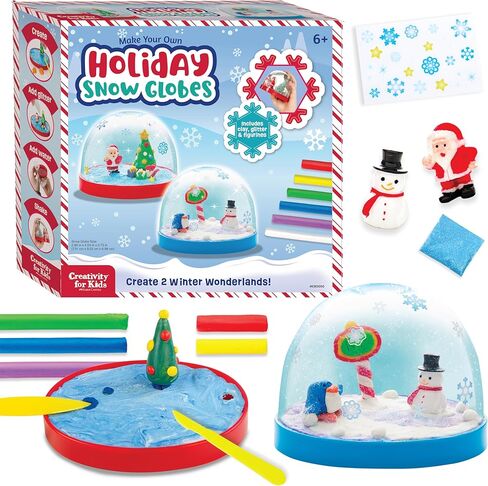 Creativity for Kids Make Your Own Holiday Snow Globes - Christmas Gifts and Crafts for Girls, Create 2 Snow Globes for Kids, Holiday Crafts for Kids Ages 6-8+, Christmas Activities for Kids in Kuwait