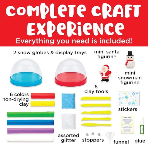Creativity for Kids Make Your Own Holiday Snow Globes - Christmas Gifts and Crafts for Girls, Create 2 Snow Globes for Kids, Holiday Crafts for Kids Ages 6-8+, Christmas Activities for Kids in Kuwait