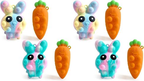 4PCS Easter Pop Stress Balls Fidget Toys, 3D Bunny + Carrot Push Bubble Sensory Balls Fidget Toy, Soft Silicone Squeeze Toys for Kids Adults Stress Relief Party Favors in Saudi Arabia