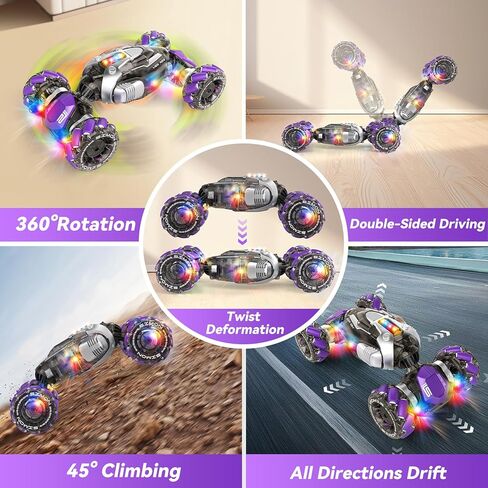 الإيماءات استشعار RC Stunt Car ، والسيارات التحكم عن بُعد ألعاب محول العمر 5-7 6-12 8 9 10 11 سنة فتيان ، ألعاب هدايا عيد ميلاد للأطفال ، 2.4 جيجا هرتز التحكم في اليد 360 درجة تدور in Kuwait