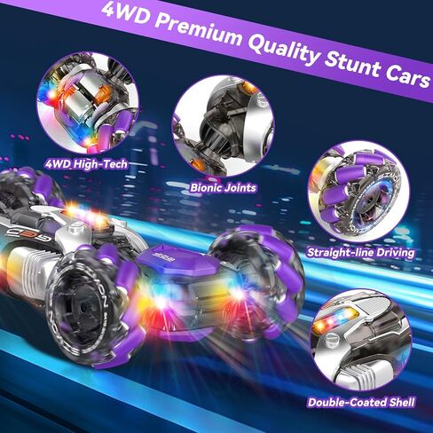 الإيماءات استشعار RC Stunt Car ، والسيارات التحكم عن بُعد ألعاب محول العمر 5-7 6-12 8 9 10 11 سنة فتيان ، ألعاب هدايا عيد ميلاد للأطفال ، 2.4 جيجا هرتز التحكم في اليد 360 درجة تدور in Kuwait