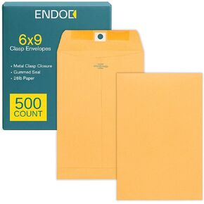 6x9 Clasp Envelopes – 500 Pack Brown Kraft Catalog Envelopes with Clasp Closure & Gummed Seal – 28lb Heavyweight Paper Mailing Manila Envelopes for Home, Office, Business, Legal, or School in Kuwait