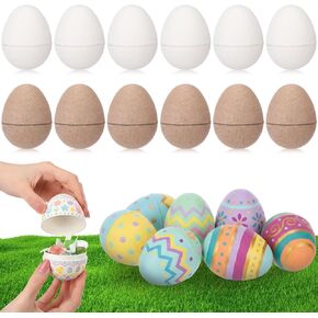 Viorawhite 12 PCS بيض عيد الفصح القابل للطلاء ، بيض عيد الفصح في Mache Diy ، ورسم الفنون والحرف الملونة للبيض للمطاردة ، وسلة سلة ، وصياغة ، والأنشطة التعليمية (أبيض) in Kuwait