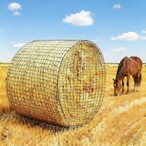 Round Bale Hay Net 6 * 6ft ، Net Hay for Heaches Hight Duty Planch Feed Hay Net مع تصميم غير متين و 1.75 بوصة للخيول والماشية والماعز الثروة الحيوانية in Kuwait