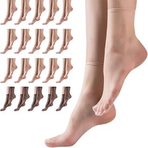 TeenFighter 5 Pairs Crystal Transparent Silky Nylon Ankle Socks for Girls, Ultra-Thin No Show Elastic Socks for Women in Kuwait