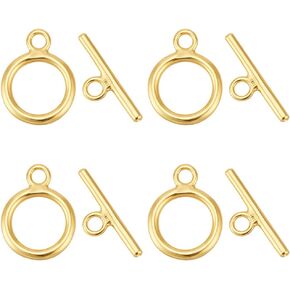 BENECREAT 4 Sets 925 Sterling Silver Round Toggle Clasp T-Bar Closure, 12.5x4x1mm Jewelry Findings Toggle Connectors for Necklace Bracelet and DIY Jewelry Making in Kuwait
