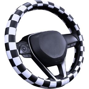 غطاء عجلة قيادة السيارة من الجلد على شكل زهور من Dotesy، واقي عجلة قيادة أنيق على شكل زهور عالمي لملحقات حماية الديكور الداخلي للسيارات مقاس 36-38 سم مضادة للانزلاق للنساء (أبيض) in Kuwait