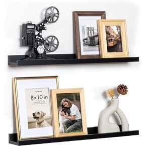 Fun Memories Picture Ledge Shelf, 48 Inch Floating Shelves Set of 2, Large Nursery Book Shelves for Toys Storage, Kids Bookshelf Wall Mounted for Wall Decor Books Photo Frames, Oak in Kuwait