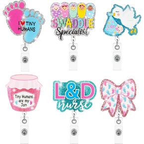 ANGOLIO 6Pcs CNA Badge Reel Retractable with Buddy, Nursing Assistant CNA ID Name Badge Holder Retractable, Glitter Nurse Stethoscope Pattern with Alligator Clip Nursing Gifts Work Accessories in Kuwait