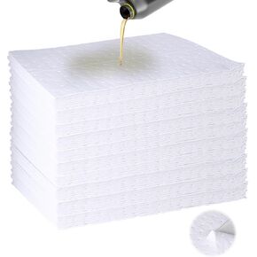 50PC Oil Absorbent Pads | 13"x10" Meltblown Polypropylene Mats, Hand-Tear Lines for Automotive & Workshop | Vacuum Eco-Packaging, Reusable Spill Control in Kuwait