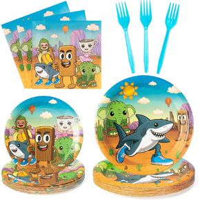 GaofanWai Ocean Pineapple Birthday Tableware - 96PCS Pineapple Party Paper Plate Set for Kids Summer Hawaii Ocean Plates Disposable Dinnerware Paper Napkins Forks for Baby Shower Party Supplies in Kuwait