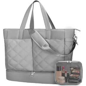 Leather Weekender Bags for Women Men, 3Pcs Women Overnight Bag with Shoe Compartment, Large Capacity Faux Leather Duffle BagToiletry Packing Cube Carry On Bag Fit 21" Laptop in Kuwait