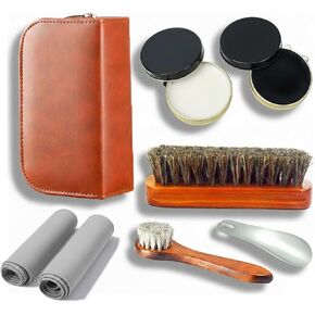 تشتمل مجموعة Care Care ، على فرشاة أحذية متوسطة للخيول ، وفرشاة مستديرة طويلة المقابلة ، وتلميع الأحذية البيضاء ، وبولندية أحذية أسود ، وقماش تلميع ، وقرن الأحذية ، وصندوق تخزين. in Kuwait