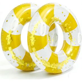 2pcs قابلة للنفخ في حمام السباحة العوامات البالغة كبيرة السباحة حلقة كلاسيكية حوض السباحة المخطط أنابيب داخلية ، مميزة ماء الصيف للبالغين حلقات تجمع العوام in Kuwait