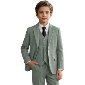 فتى يناسب Tweed Herringbone 5 قطع بدلات لـ Teen Boy Blazer Vest Pant Suit Tuxedo مجموعة مع ربطة عنق in Kuwait