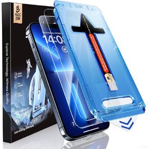 MAGIC JOHN 2 Pack for iPhone 13 Pro Max/iPhone 14 Plus 6.7 inch Tempered Glass Screen Protector, Auto Dust-Elimination Installation, Bubble Free, HD Clear, Easy Installation in Kuwait