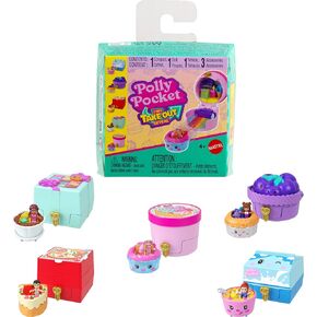 Polly Pocket Micro Dolls & Compacts with Toy Cars, Food Theme Vehicle Collection, Tiny Take Out Reveal Assortment with Surprises in Kuwait
