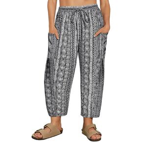 CARCOS Plus Size Pants Womens Summer Palazzo Harem Pants Drawstring Lantern Beach Pant Ankle Vacation Pant with Pocket Xl-5XL in Saudi Arabia