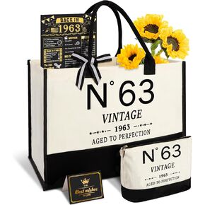 50th Birthday Gifts for Women Canvas Tote Bag, Unique 50 Years Old Gifts for Wife Sister Mom Aunt Friends Her, Vintage N°50 Handbag & Cosmetic Bag & Back in 1975 Poster in Saudi Arabia