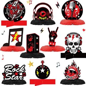 10 Pcs Rock and Roll Party Decorations Rock Star Centerpieces Born to Rock Party Decorations Music Theme Party Supplies Halloween Rock Birthday Decorations for Birthday Baby Shower Party Supplies in Kuwait