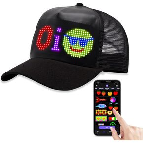 LED Hats, LED Cool Novelty Baseball Caps,Bluetooth Control,Supports Text, Patterns, Animations for Party Bar Christmas Black in Kuwait