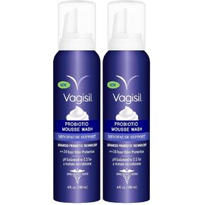 Vagisil Menopause Support Probiotic Mousse Wash, pH Balanced for Mature Microbiome, 24 Hour Freshness, Light Botanical Scent, Gentle Formula For Mature Skin, Sulfate-Free, 6 oz in Kuwait