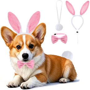 Easter Costumes for Dogs, Rbenxia 3PCS Dog Bunny Ears Dog Bowtie Dog Bunny Tail Easter Dog Outfit Clothes for Easter Party Accessory in Saudi Arabia