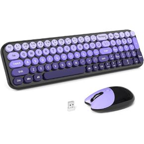 MOFII Wireless Bluetooth Keyboard for Mac, iPad, iPhone, PC, Laptop & Android, Connect up to 3 Devices Simultaneously, Portable 100-Key Typewriter Retro Round Keycaps Keyboard- Milk Tea Colorful in Kuwait