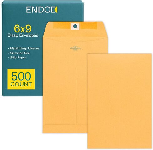 6x9 Clasp Envelopes – 500 Pack Brown Kraft Catalog Envelopes with Clasp Closure & Gummed Seal – 28lb Heavyweight Paper Mailing Manila Envelopes for Home, Office, Business, Legal, or School in Kuwait