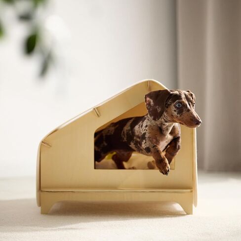 RAWRY Luxe Cabin Calming Pet Bed for Cats & Small Dogs | Durable Plywood | Cushion Included | Tool-Free Assembly | Multiple Colors & Sizes (Cream, Medium) in Kuwait