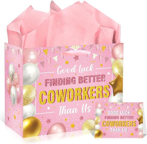 EoBeCy Happy Birthday Gift Bag: Pink Conquette Bow Wrapping Bags With Handles, Tissue Paper and Greeting Card - Large for Girls Women Party Favors Supplies in Saudi Arabia