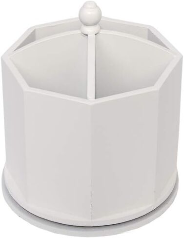 Spinning Desktop Organizer – Gray 4 Compartment Rotating Mail and Stationary Holder – Quality Wooden Design – Pen and Pencil Cup and Sorter – by Designstyles in Kuwait