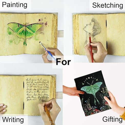 Kir-by Leather Journal - Cute Handmade Leather Notebook For Women & Men 200 Vintage Deckle Edge Paper Notebooks Sketchbook Retro Gifts (7x5 inches) (7x5 inch) in Kuwait