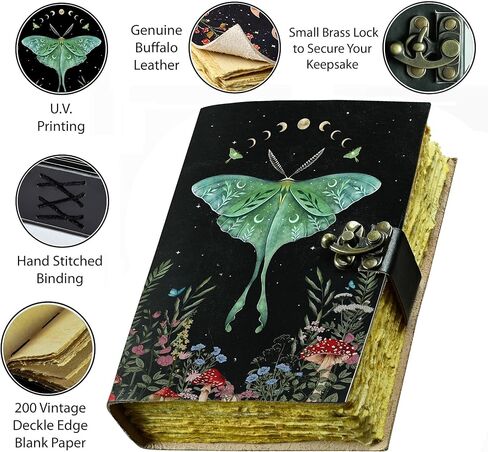 Kir-by Leather Journal - Cute Handmade Leather Notebook For Women & Men 200 Vintage Deckle Edge Paper Notebooks Sketchbook Retro Gifts (7x5 inches) (7x5 inch) in Kuwait