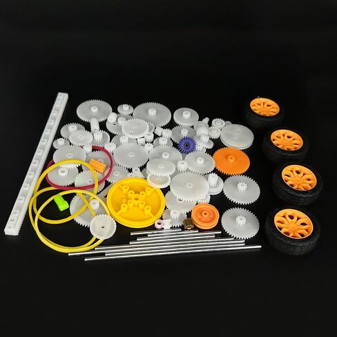 112PCS Plastic Gear Set Single Gear Spindle Gear Small Motor Gear for DC Motor RC Car Truck Robot DIY Model Toy Gear Replacement Module 0.5 Gears Axle Tire Gear Belt Bushings Rack DIY Set (112) in Saudi Arabia