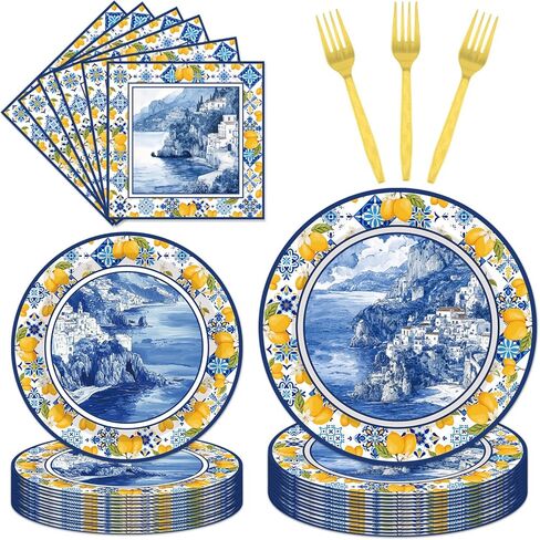 Dragon Birthday Party Supplies Tableware - 96 Pcs Watercolor Dragon Plates and Napkins, Magical Dragon Theme Dinnerware Set, Dragon Party Supplies Decorations for Baby Shower Serve 24 Guests in Saudi Arabia