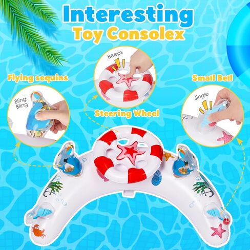 Baby Pool Float with Canopy，Baby Swim Float with UPF50+ Sun Protection Canopy and Toy Play Console，Inflatable Baby Float & Swimming Float with Adjustable Safety Seat for 3-36 Months in Kuwait