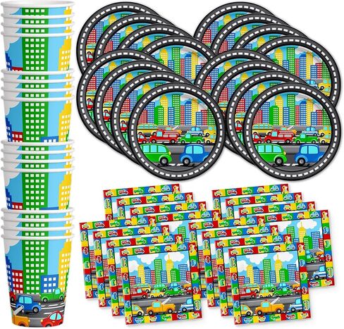 Motorcycle Biker Birthday Party Supplies Set Plates Napkins Cups Tableware Kit for 16 in Saudi Arabia