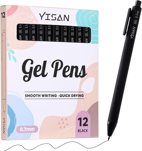 YISAN Colored Gel Pens,Retractable Roller Ball Point Pens,Fine Tip 0.7 mm,Fast Dry 12 Assorted Colors,Smooth Writing for Journaling and Note Taking,71044 in Saudi Arabia