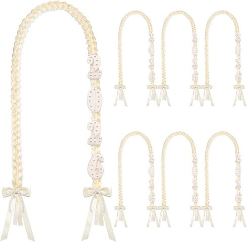 6 Pack Graduation Lei 2025 Graduation Pink Ribbon Leis 60 Inch Braided Necklace with Pearls Butterfly Handmade Congrats Graduates Money Cords for Calibratio Gift Coquette Party in Kuwait