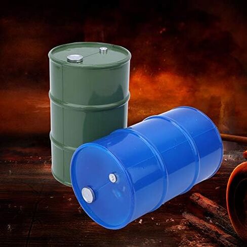 Mini Oil Barrel, Metal Blue Green Drum for 1/10 RC Crawler, 2PCS Simulation Metal Mini Oil Drum Container Decoration (Blue Green) in Kuwait