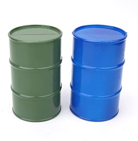 Mini Oil Barrel, Metal Blue Green Drum for 1/10 RC Crawler, 2PCS Simulation Metal Mini Oil Drum Container Decoration (Blue Green) in Kuwait