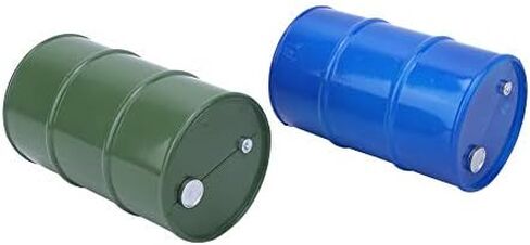 Mini Oil Barrel, Metal Blue Green Drum for 1/10 RC Crawler, 2PCS Simulation Metal Mini Oil Drum Container Decoration (Blue Green) in Kuwait