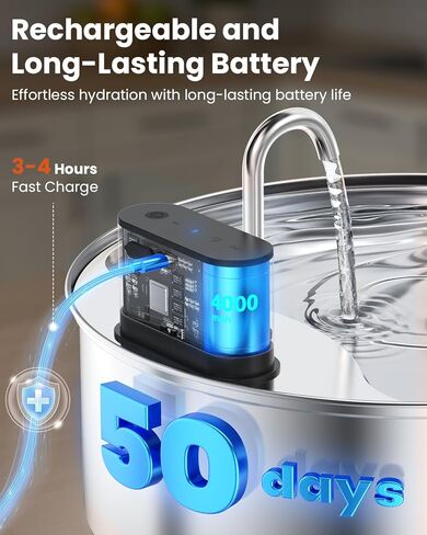 Wireless Cat Water Fountain with Sensor Operated 108oz 3.2L Stainless Steel Water Fountain Quiet BPA-Free Automatic Cat for Drinking, Easy Clean for Cats Dogs Pets in Kuwait