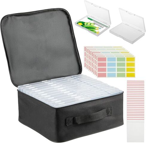 24 Slot Seed Storage Organizer Box with Insulated Bag with Dual Zipper Bag, Garden Seed Organize Sealed Bags and Label Stickers Saving Container Keeper Set for Garden Vegetable Flower Plants in Kuwait